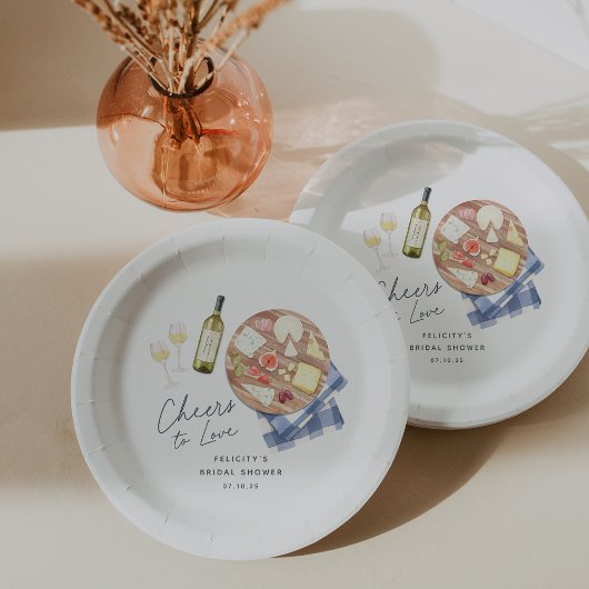 Charcuterie Board Wine & Cheese Cheers to Love Papieren Bordje