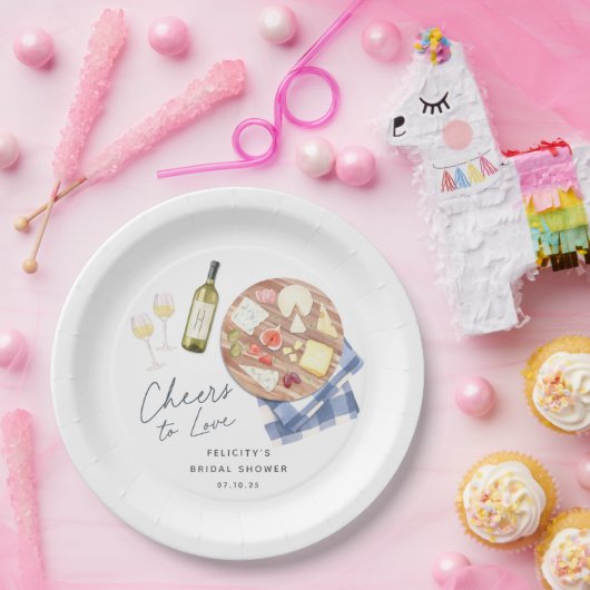 Charcuterie Board Wine & Cheese Cheers to Love Papieren Bordje (Feest)