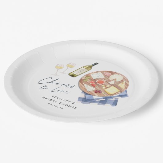 Charcuterie Board Wine & Cheese Cheers to Love Papieren Bordje (Gekanteld)