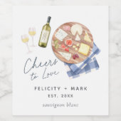 Charcuterie Board Wine & Cheese Cheers to Love Wijn Etiket (Enkel label)