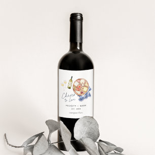 Charcuterie Board Wine & Cheese Cheers to Love Wijn Etiket