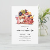 Charcuterie Board Wine & Cheese Engagement Party Kaart (Staand voorkant)