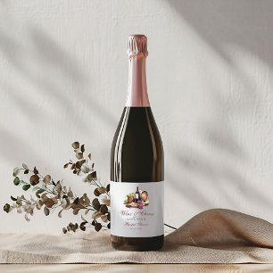 Charcuterie Bord Wijnhuwelijk Bruidsuitnodiging Sparkling Wijnetiket