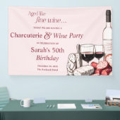 Charcuterie en rode wijn 50e verjaardag Blush Spandoek (Beurs)