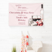 Charcuterie en rode wijn 50e verjaardag Blush Spandoek (Insitu)
