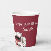Charcuterie en rode wijn 50ste verjaardag papieren bekers (Achterkant)