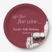 Charcuterie en rode wijn 50ste verjaardag papieren bordje (Voorkant)