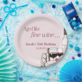 Charcuterie en wijn 50e verjaardag Blush Papieren Bordje (Feest)
