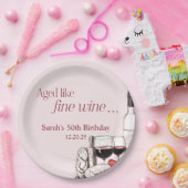 Charcuterie en wijn 50e verjaardag Blush Papieren Bordje (Feest)