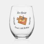 Charcuterie en wijn Picknick Verjaardag Souvenir Wijnglas Zonder Voet (Voorkant)