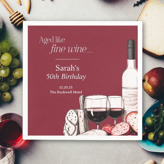 Charcuterie en Wijnfeestje Picknick 50e Verjaardag Servet