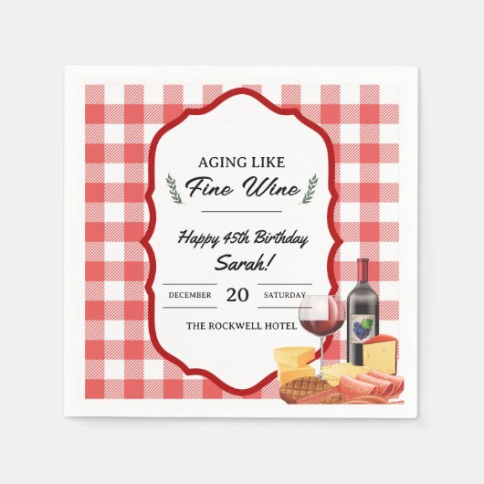Charcuterie en Wijnfeestje Picknick Verjaardag Servet (Voorkant)