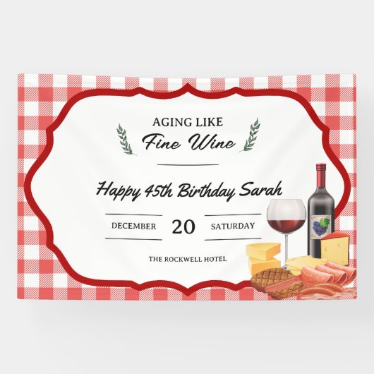 Charcuterie en Wijnpicknick Verjaardag Spandoek (Horizontaal)