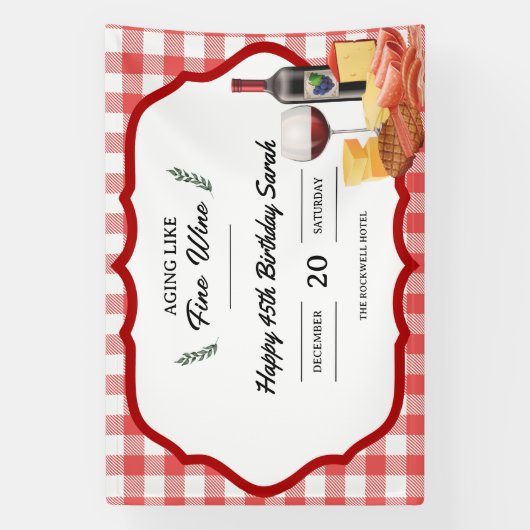 Charcuterie en Wijnpicknick Verjaardag Spandoek (Verticaal)