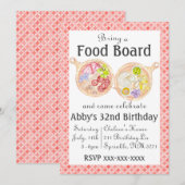 Charcuterie Food Board Verjaardag uitnodiging Roze (Voorkant / Achterkant)