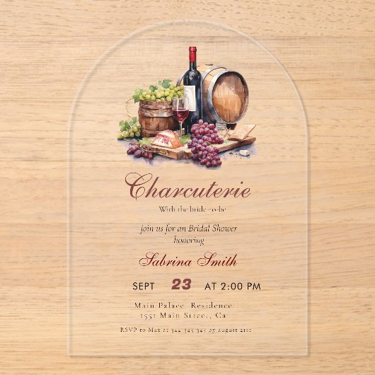 Charcuterie Met de bruid om Vrijgezellenfeest te z Acryl Uitnodigingen (Voorkant)