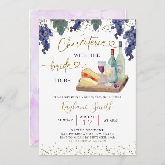 Charcuterie met de bruid om Vrijgezellenfeest te z Kaart (Voorkant / Achterkant)