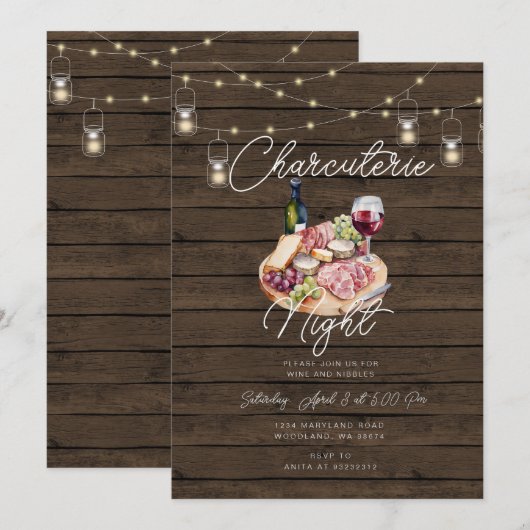 Charcuterie Night Invitation Kaart (Voorkant / Achterkant)