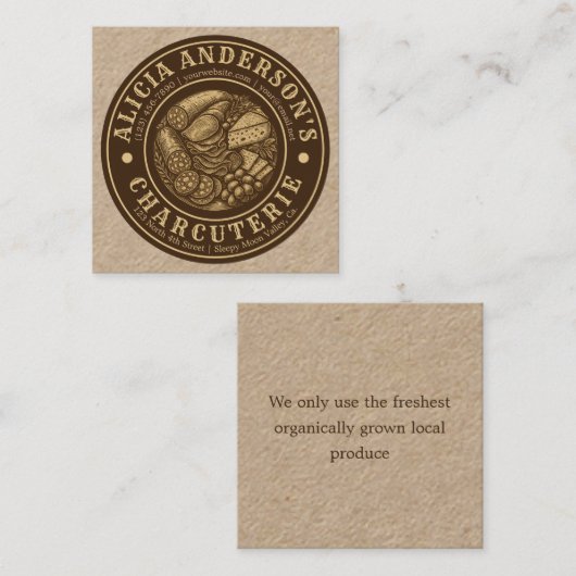  charcuterie vierkante visitekaartje (Voorkant / Achterkant)