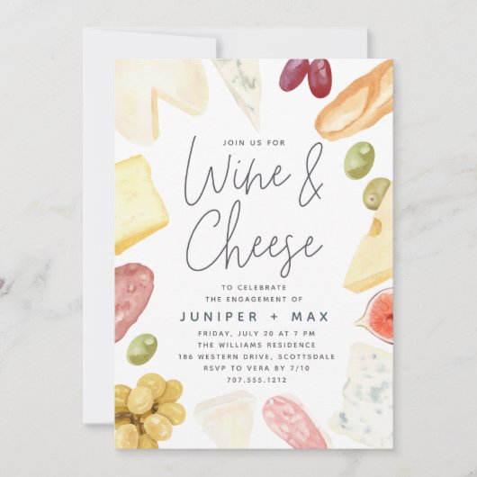 Charcuterie Wine & Cheese Engagement Party Kaart (Voorkant)