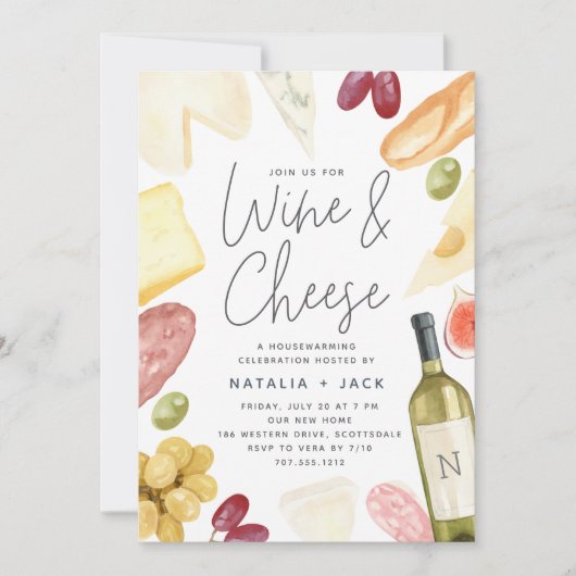 Charcuterie Wine & Cheese Housewarming Party Kaart (Voorkant)