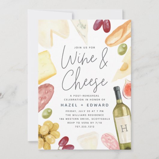 Charcuterie Wine & Cheese Rehearsal Dinner Kaart (Voorkant)