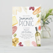 Charcuterie Wine & Cheese Summer Picnic Kaart (Staand voorkant)