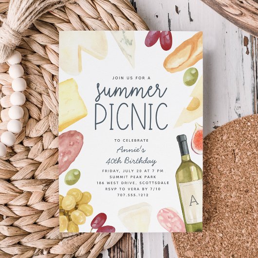 Charcuterie Wine & Cheese Summer Picnic Kaart