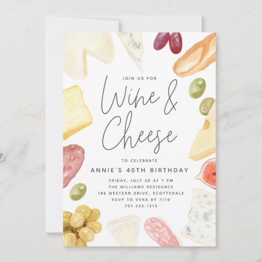 Charcuterie Wine en kaas Elke partij bij een gesch Kaart (Voorkant)