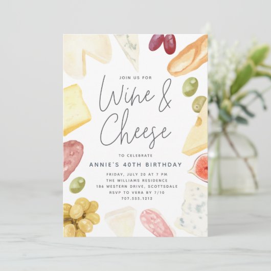 Charcuterie Wine en kaas Elke partij bij een gesch Kaart (Staand voorkant)