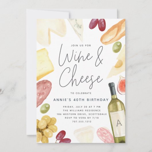 Charcuterie Wine en kaas Elke partij bij een gesch Kaart (Voorkant)