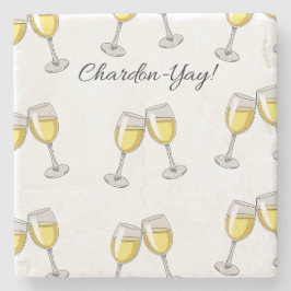 Chardon-Yay. Witte wijnglazen Stenen Onderzetter