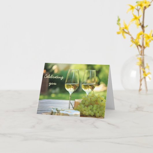 Chardonnay Celebration Verjaardag Kaart (Gele Bloem)