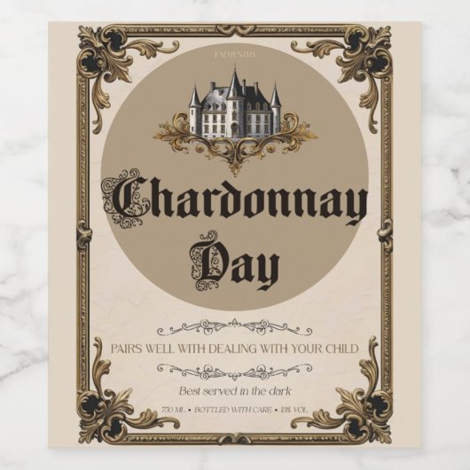Chardonnay Day – Ouderschap Survival Wine Label Wijn Etiket (Enkel label)