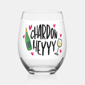 Chardonnay Grappig Chardon Heyy Harten Wijnliefheb Wijnglas Zonder Voet (Achterkant)