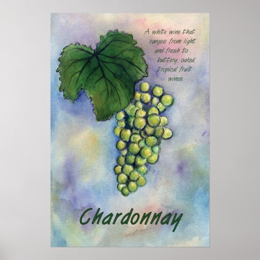 Chardonnay White Wine Grapes Art Print (Voorkant)