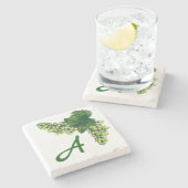 Chardonnay White Wine Grapes Custom Monogram Stenen Onderzetter (Zijkant)