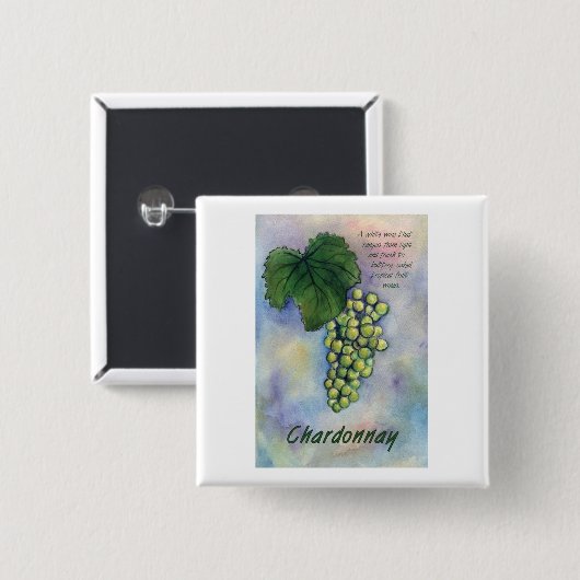 Chardonnay Wine Grapes & Description Button (Voorkant /achterkant)