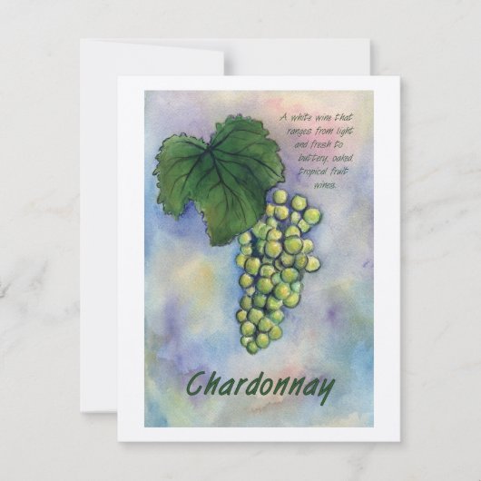 Chardonnay Wine Grapes & Description Invitation Kaart (Voorkant)