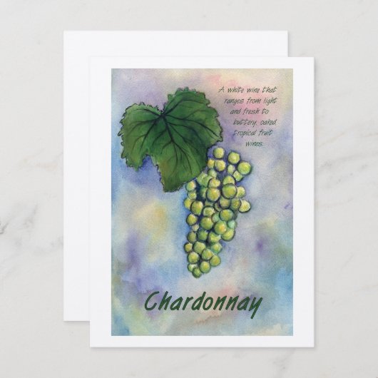 Chardonnay Wine Grapes & Description Invitation Kaart (Voorkant / Achterkant)