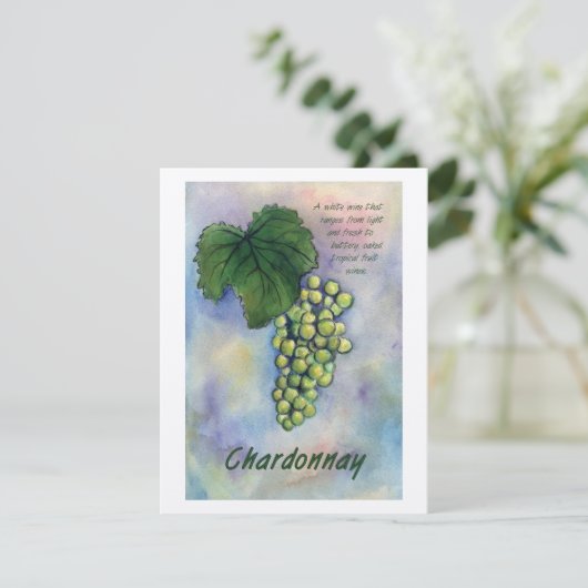 Chardonnay Wine Grapes & Description Invitation Kaart (Staand voorkant)