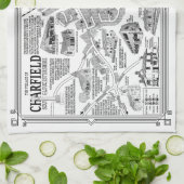 Charfield Village kaart theedoek (Gevouwen)