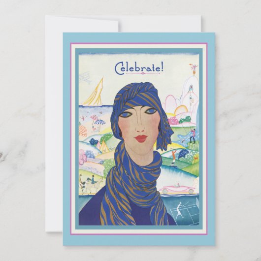 Charge  Art Deco Woman Party Kaart (Voorkant)