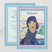 Charge  Art Deco Woman Party Kaart (Voorkant / Achterkant)