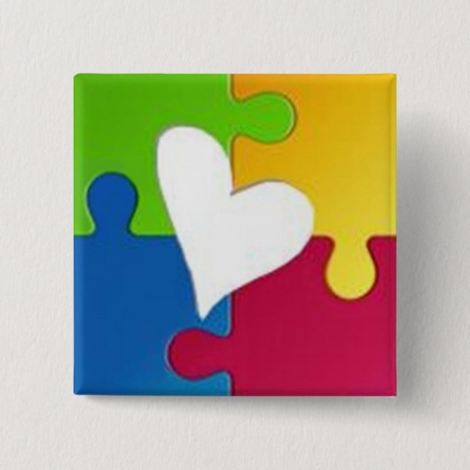 Charge Autism Awareness Pin Vierkante Button 5,1 Cm (Voorkant)