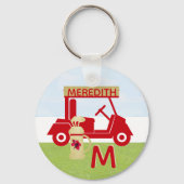 Charge Colorful Cart Red Gold Name Monogram Sleutelhanger (Achterkant)