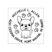 Charge French Bulldog Round Return-adres Rubberstempel (Afrduk)