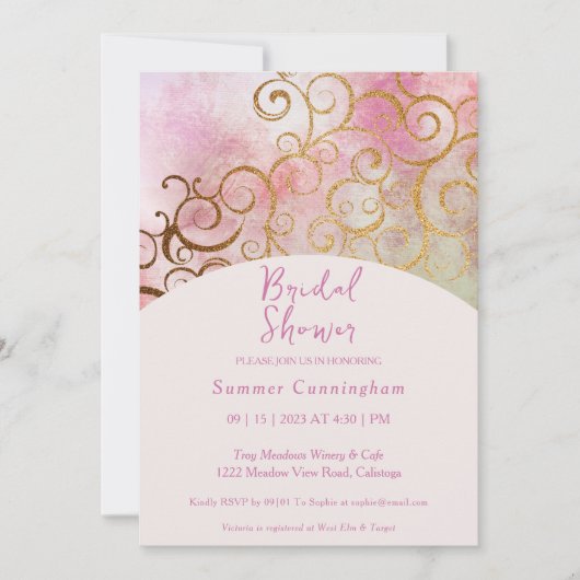 Charge Gold Botanical Bridal Shower Invitation Kaart (Voorkant)