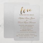 Charge Gold Foil Grunge Gray Wedding Invitation Kaart (Voorkant / Achterkant)