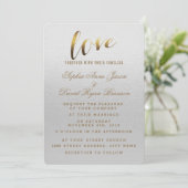Charge Gold Foil Grunge Gray Wedding Invitation Kaart (Staand voorkant)